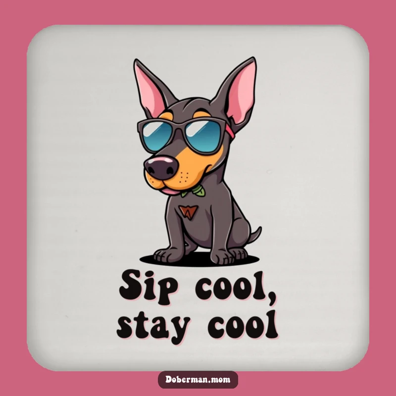 Funny Doberman Sunglasses Coaster: Protect Surfaces, Cool Dog Drink Gift