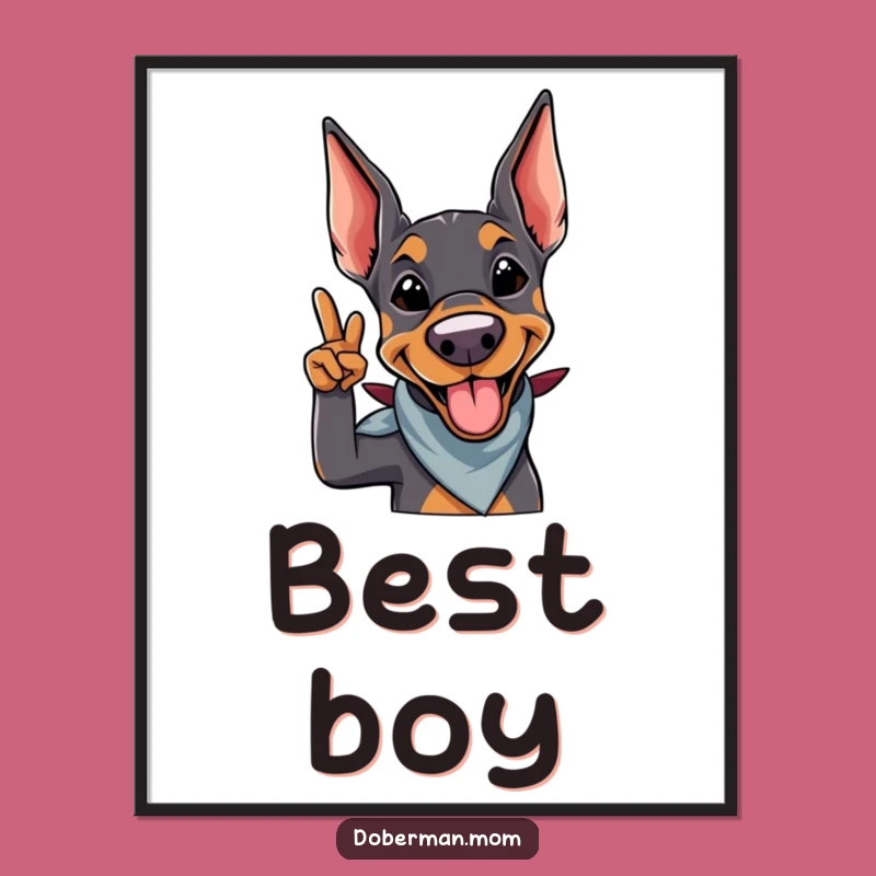 Funny Doberman Salute Poster: Cool Wall Art, Hilarious Dog Gift