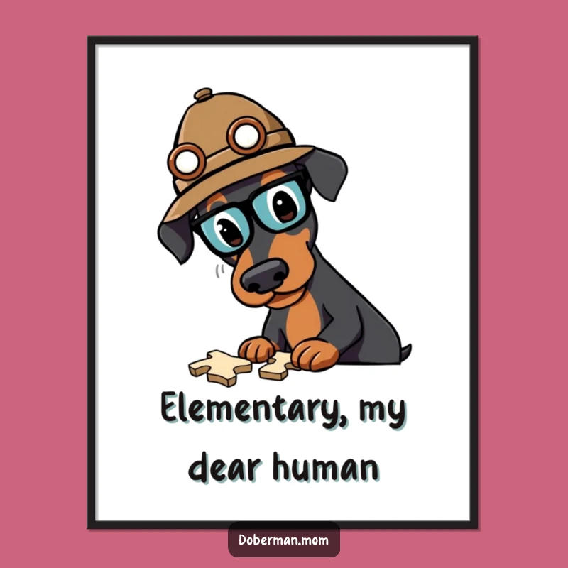 Funny Doberman Detective Poster: A Canine Sherlock Holmes Solves It, Ideal Funny Gift Art