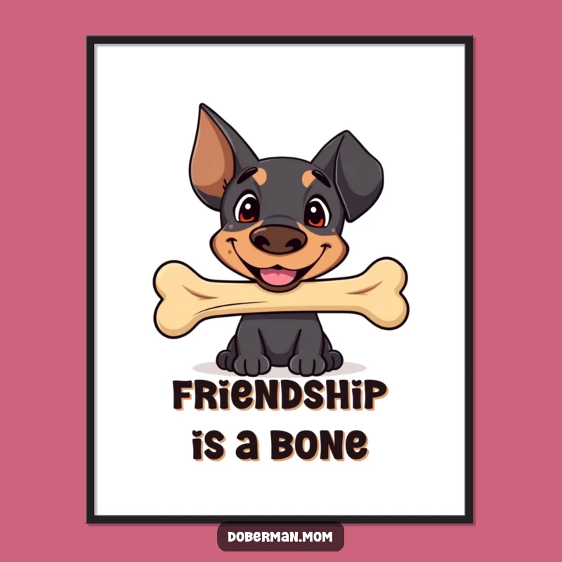 Funny Sweet Doberman Bone Poster - Adorable Wall Art