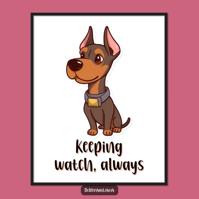 Funny Sophisticated Doberman Poster: Alert Guard Dog Art Print Gift