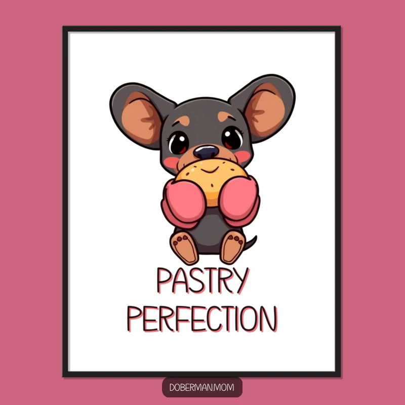 Funny Baking Doberman Poster - Hilarious Oven Mitt Pastry Wall Art Gift