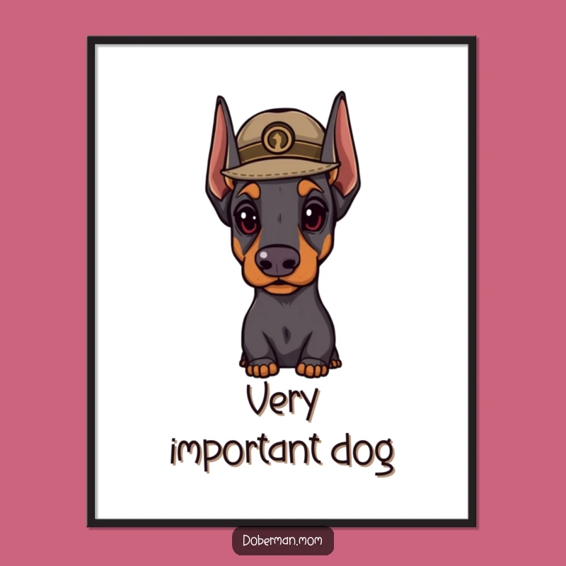 Funny Doberman Hat Poster: Distinguished Dog Art, Elegant Decor Gift