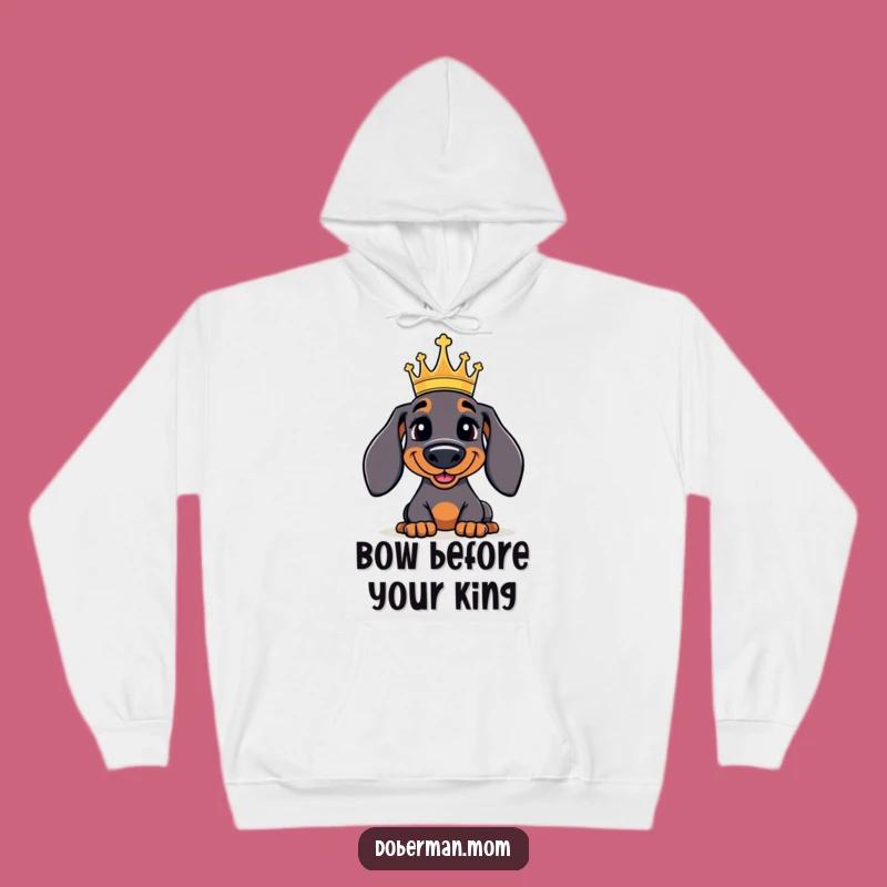 Funny Doberman Hoodie: Cozy Crowned Dog Apparel, Warm and Humorous Royal Gift