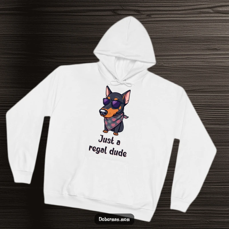 Funny Doberman Hoodie: A stately Doberman dons a fashionable bandana, radiating regal charm and cozy warmth for the wearer.
