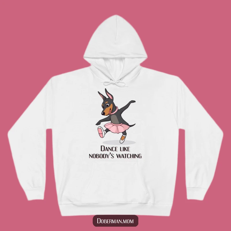 Funny Ballet Doberman Hoodie - Cozy Slippers Pose Humor Gift for Dancers