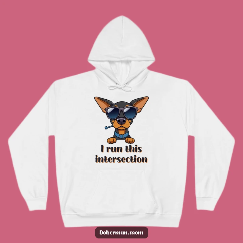 Funny Doberman Traffic Cop Hoodie: Cozy Canine Coolness, Great Gift