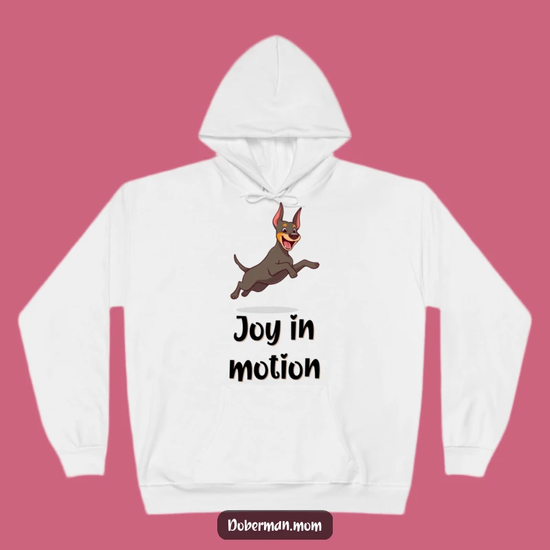Funny Leap Doberman Hoodie: Cozy Up with This Playful Dog's Energetic Design