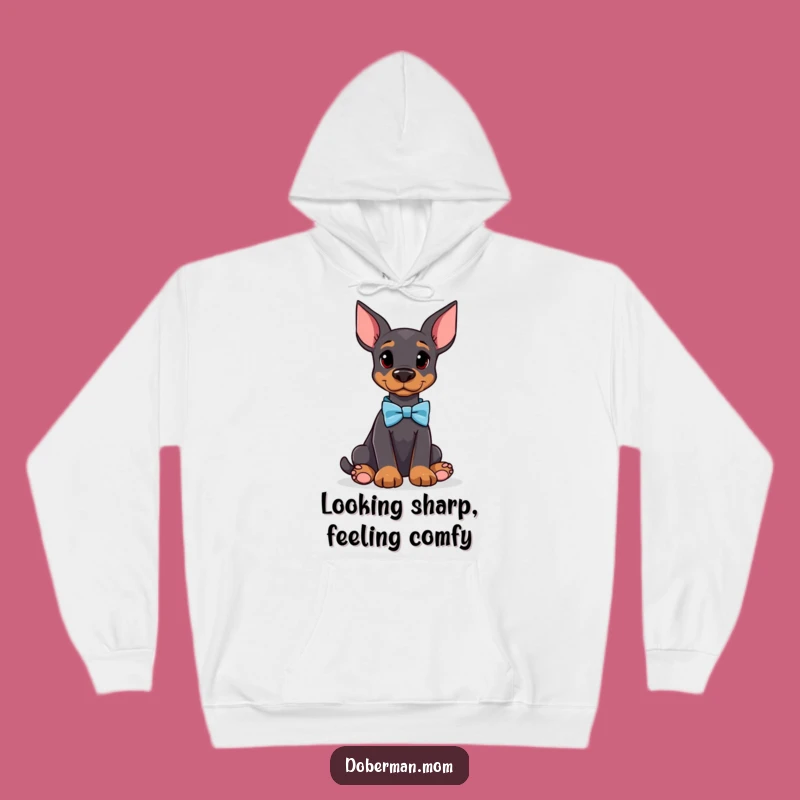 Funny Doberman Bow Tie Hoodie: Cozy Attentive Dog for Warmth