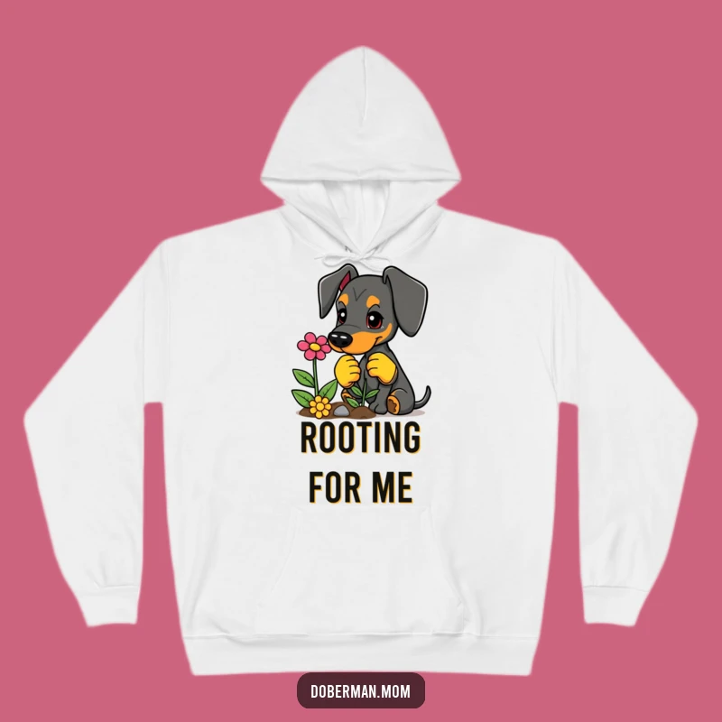 Funny Doberman Garden Hoodie: Cozy Planting Pup, Warm Winter Gift