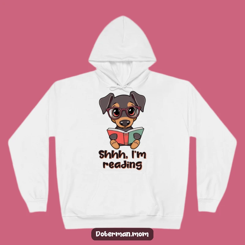 Funny Doberman Intellectual Hoodie - Cozy Dog Reading Gift for Cold Nights