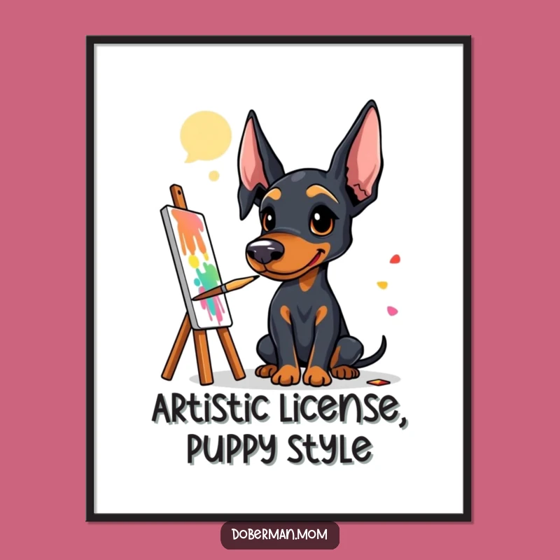 Free Printable Doberman Artist Wall Art - Funny Downloadable Art for Creative Spaces