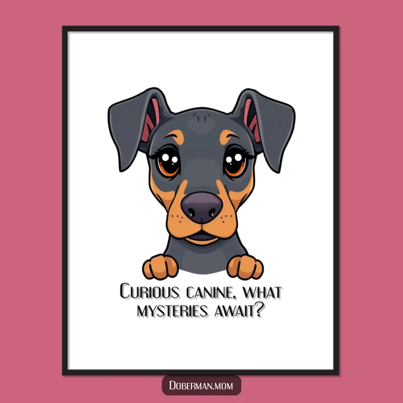 Free Printable Curious Doberman Wall Art: Expressive Dog Portrait, Downloadable Decor