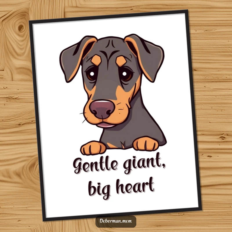 Funny Free Printable Wall Art: Doberman with Kind Eyes, Providing a Gentle and Comforting Aura