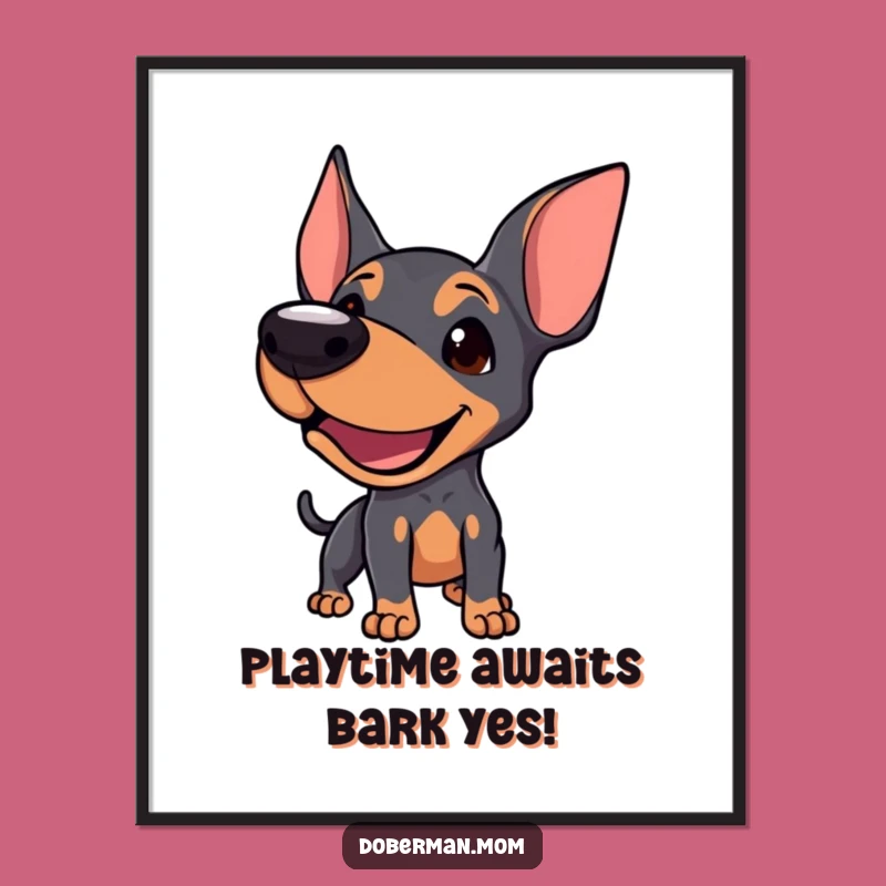 Free Printable Doberman Wall Art: Playful Dog, Funny Downloadable Decor for Dog Lovers