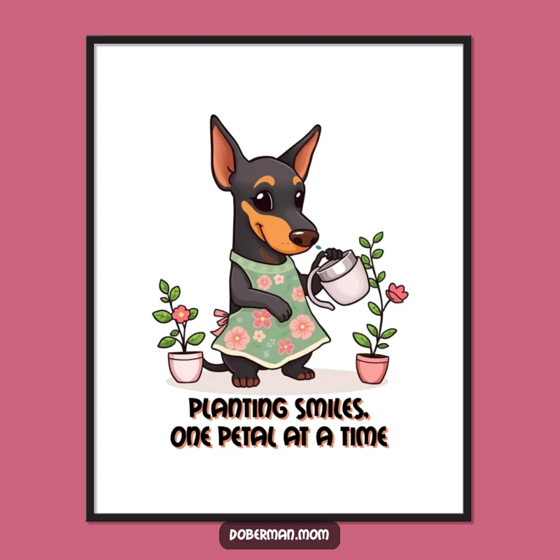 Free Printable Dog Wall Art: Cute Doberman Gardener Decor Downloadable Art