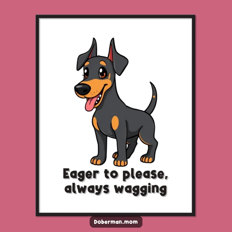 Free Printable Friendly Doberman Art, Eager Downloadable Wall Decor for Dog Lovers
