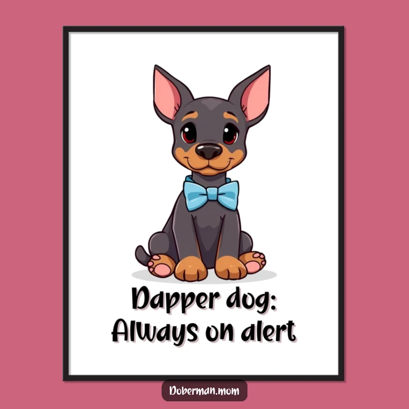 Free Printable Wall Art: Doberman Bow Tie, Funny Humorous Downloadable Art Print!