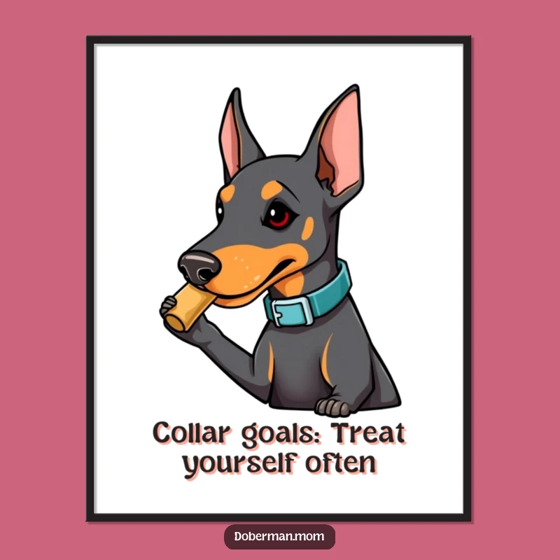 Free Printable Wall Art: Doberman Nudges Treat, Funny Humorous Downloadable Art Print!