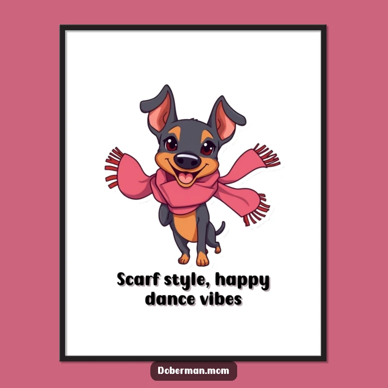 Funny Doberman Twirling Wall Art: Free Printable Dog Art, Joyful Downloadable Decor