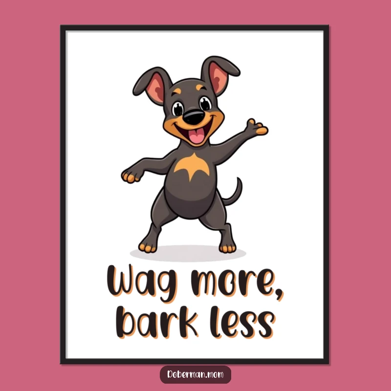 Happy Dance Doberman Art Print - Funny Free Printable Dog Decor