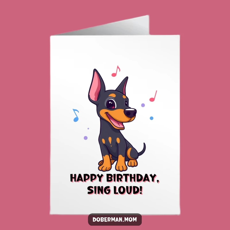 Free Printable Birthday Card: Doberman Musician's Beat - Downloadable Gift