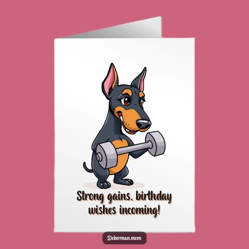 Funny Doberman Birthday Card: Free Printable Dog Lover Gift, Perfect for Gym Buddies