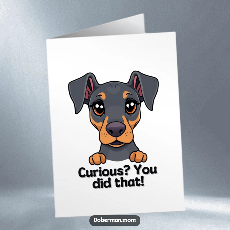 Funny Free Printable Congrats Card: A Doberman's expressive eyes convey curiosity and gentle interest, perfect for celebrating.
