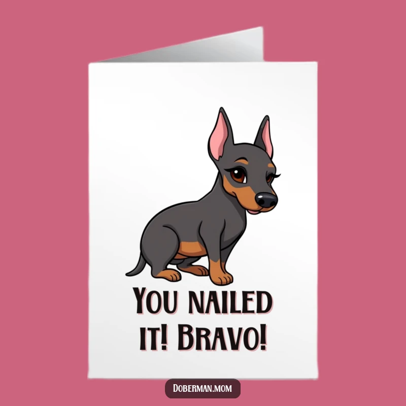 Doberman Congrats Card: Free Printable, Well-Dressed Dog for Your Success!