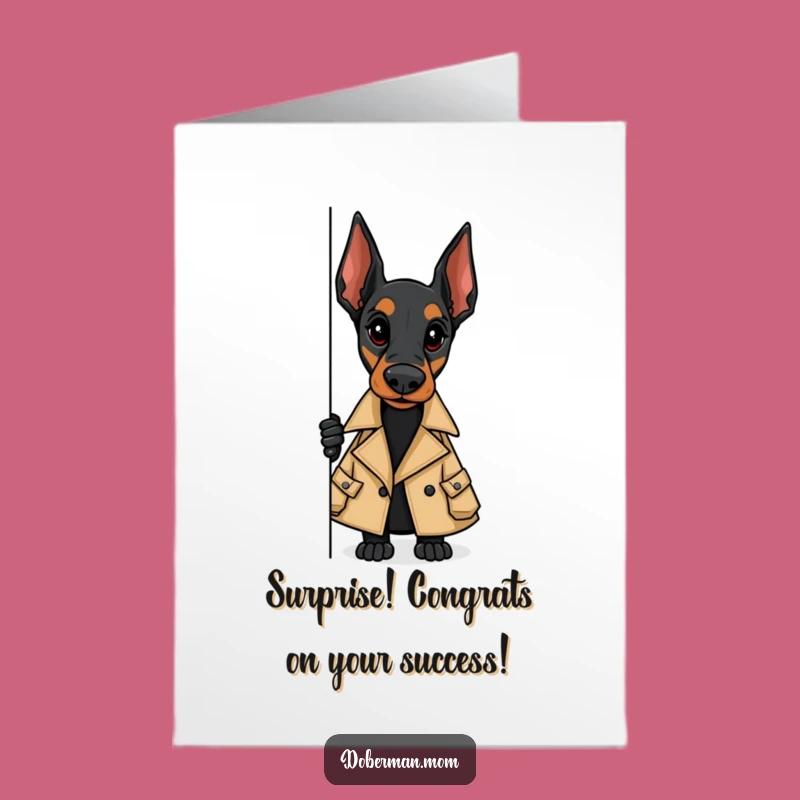 Free Printable Congrats Card: Spy Doberman's Stylish Achievement