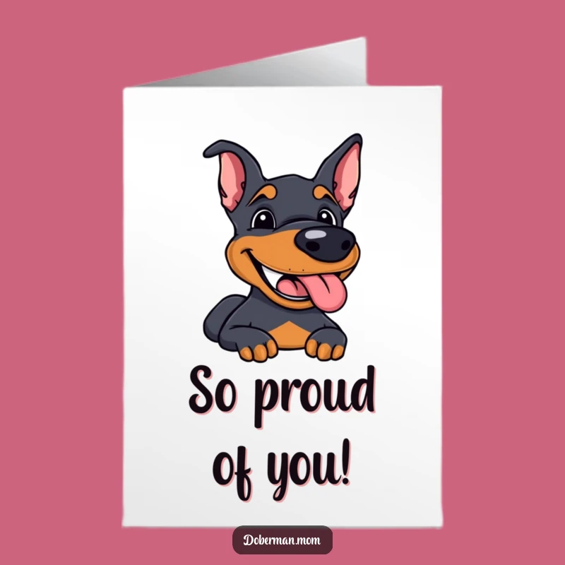 Free Printable Doberman Congrats Card: Happy Dog, Funny Downloadable Gift for Big Wins
