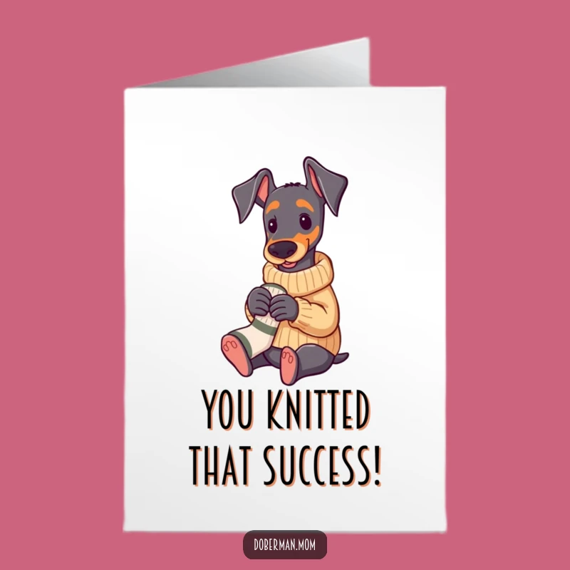 Free Printable Congrats Card: Doberman Sweater Knitting Downloadable Gift