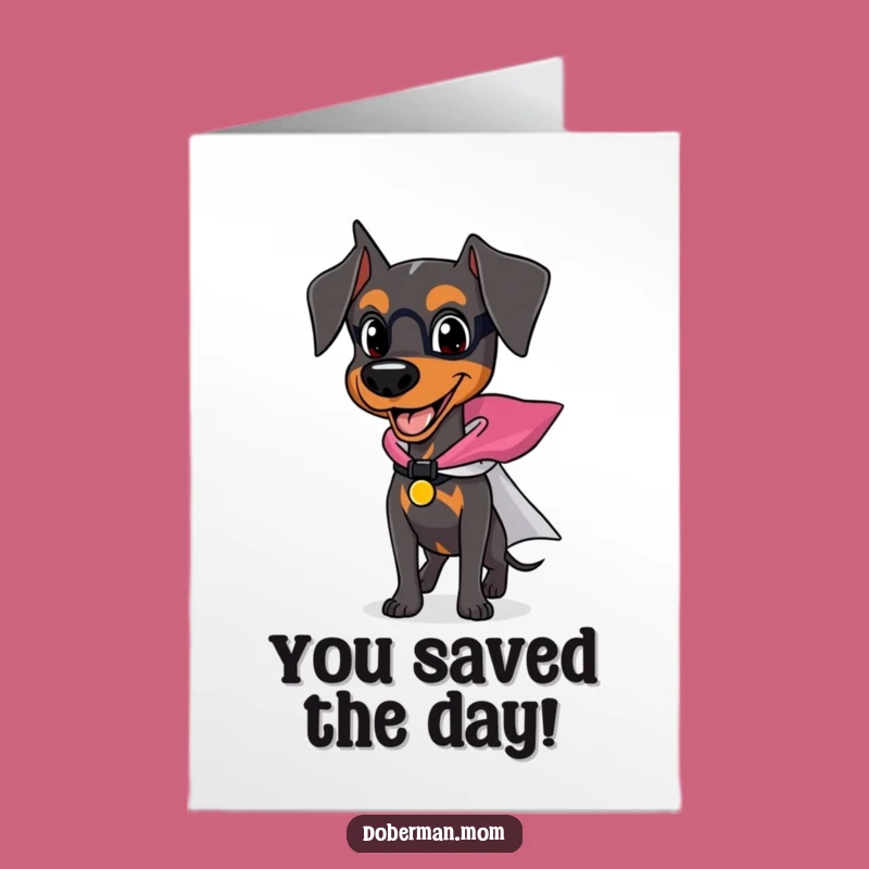 Free Printable Superhero Doberman Congrats Card: Heroic Doggo Success Downloadable Gift