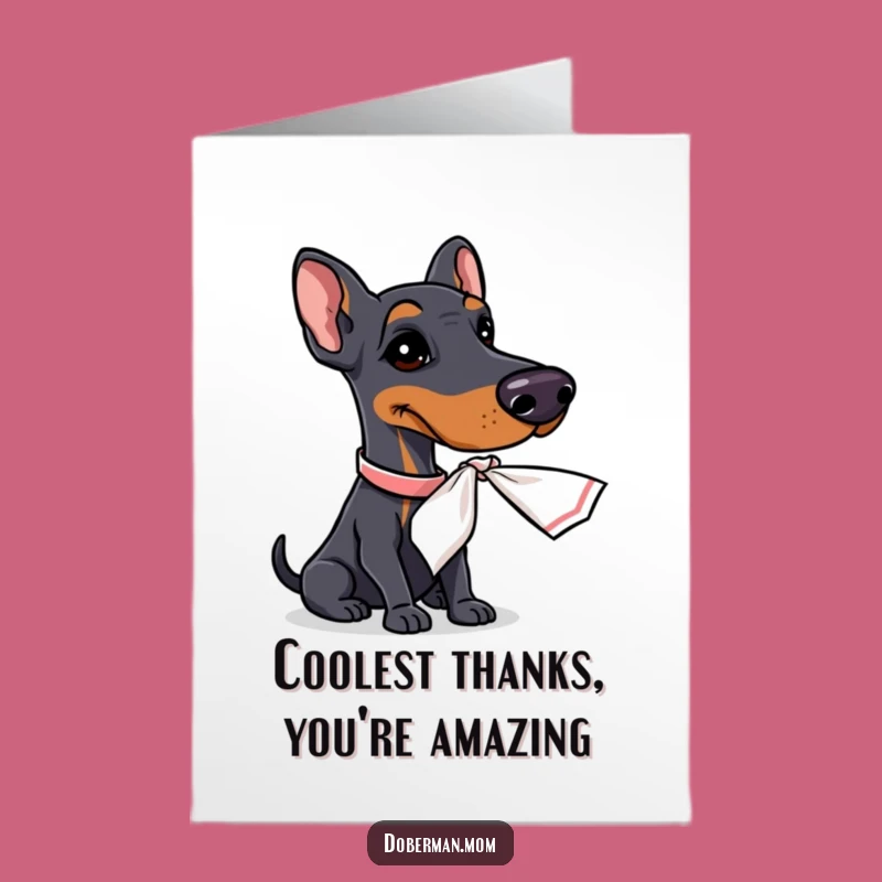 Free Printable Thank You Card: Cool Doberman Fanning with Gratitude