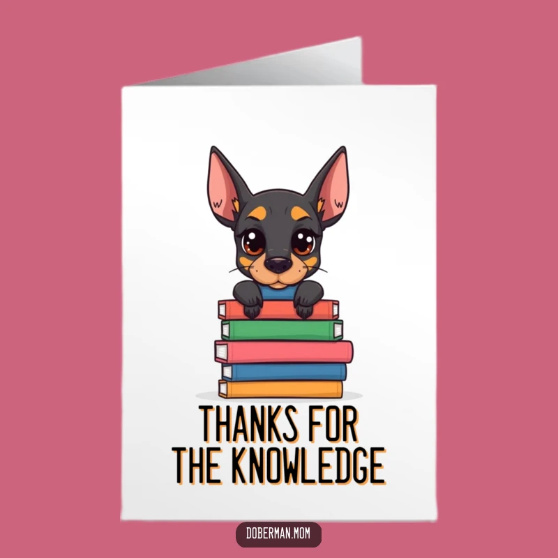Free Printable Doberman Thank You Card: Bookish Dog Funny Downloadable Thanks