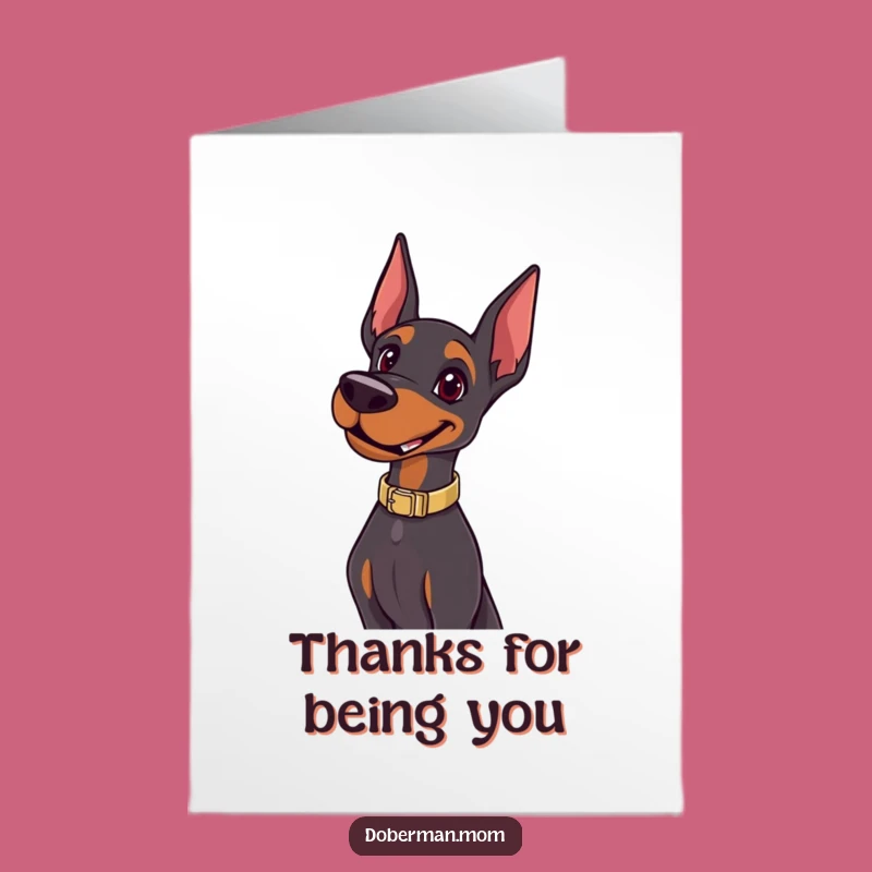 Free Printable Doberman Thank You Card: Happy Pose Funny Downloadable Thanks