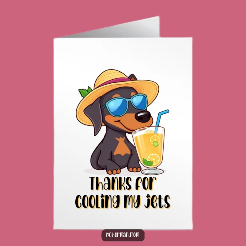 Free Printable Doberman Thank You Card: Funny Dog Sip Downloadable Gift