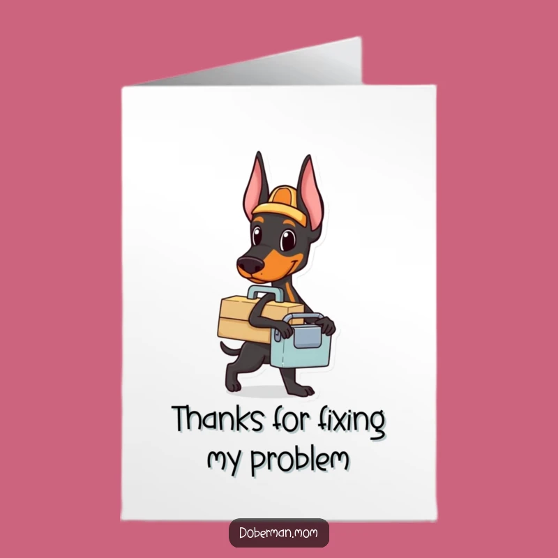 Free Printable Doberman Handyman Thank You Card: Toolbox Dog Downloadable Gift