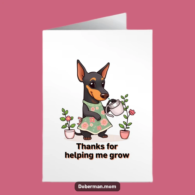 Free Printable Dog Thank You Card: Doberman Gardener's Gratitude Downloadable Gift
