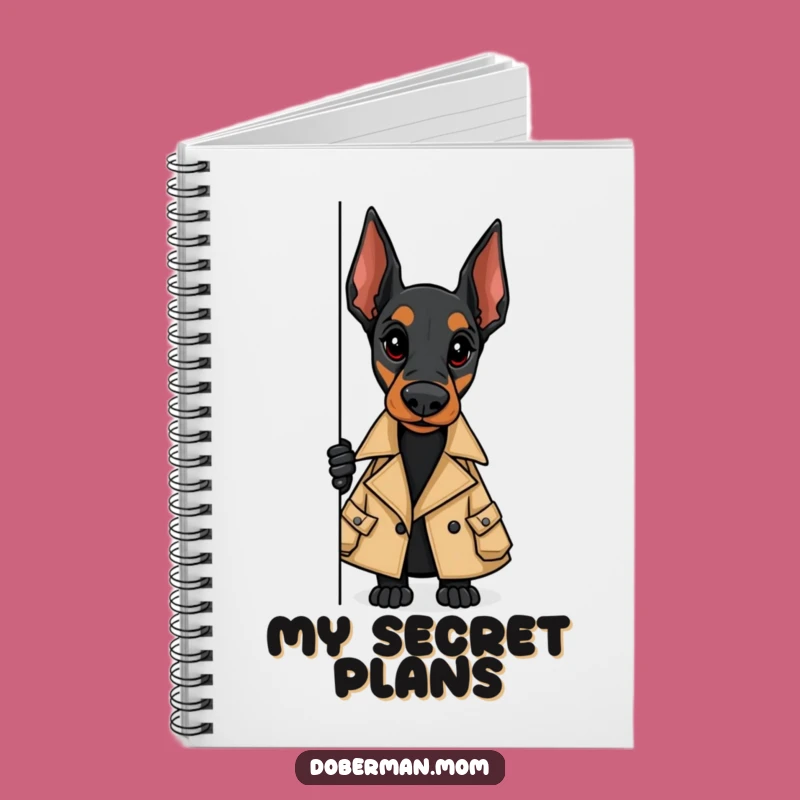 Funny Doberman Trench Coat Notebook - Spy Journal Gift
