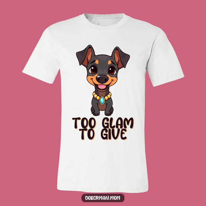Chic Doberman Jeweled Collar T-Shirt: Confident Style Gift