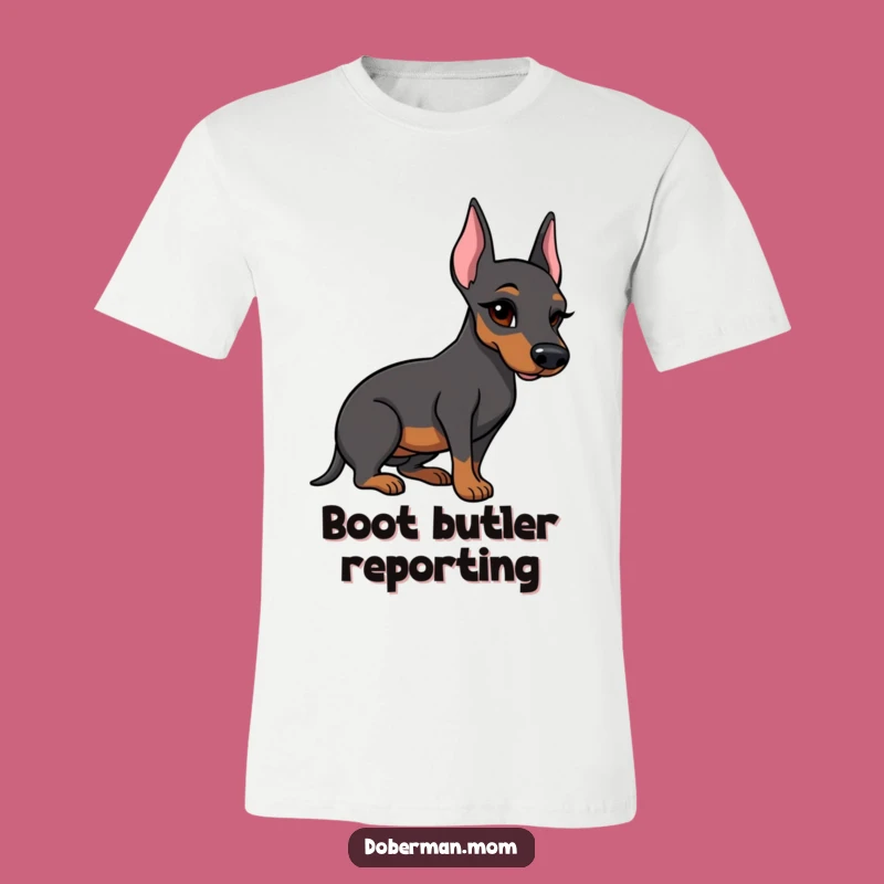 Funny Doberman Boot T-Shirt: Winking Dog, Polished Boot Tee, Unique Gift