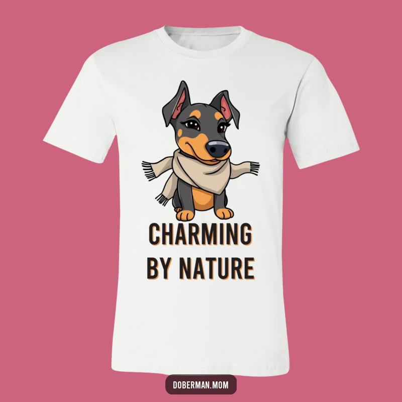 Funny Doberman Winking Scarfy T-Shirt - Chic Dog Tee Gift