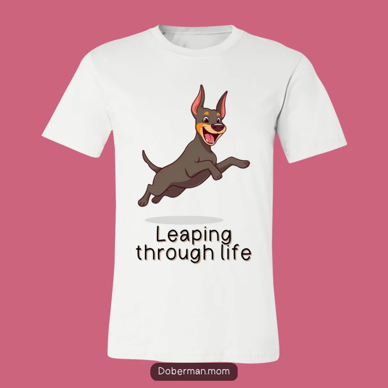 Funny Leap Doberman T-Shirt: Cheerful Dog's Energetic Jump T-Shirt Gift