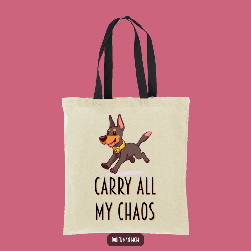 Funny Doberman Bell Chaser Tote Bag - Playful Dog Accessory Gift