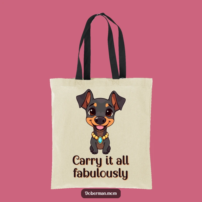 Elegant Doberman Jeweled Collar Tote Bag: Carry Confidence