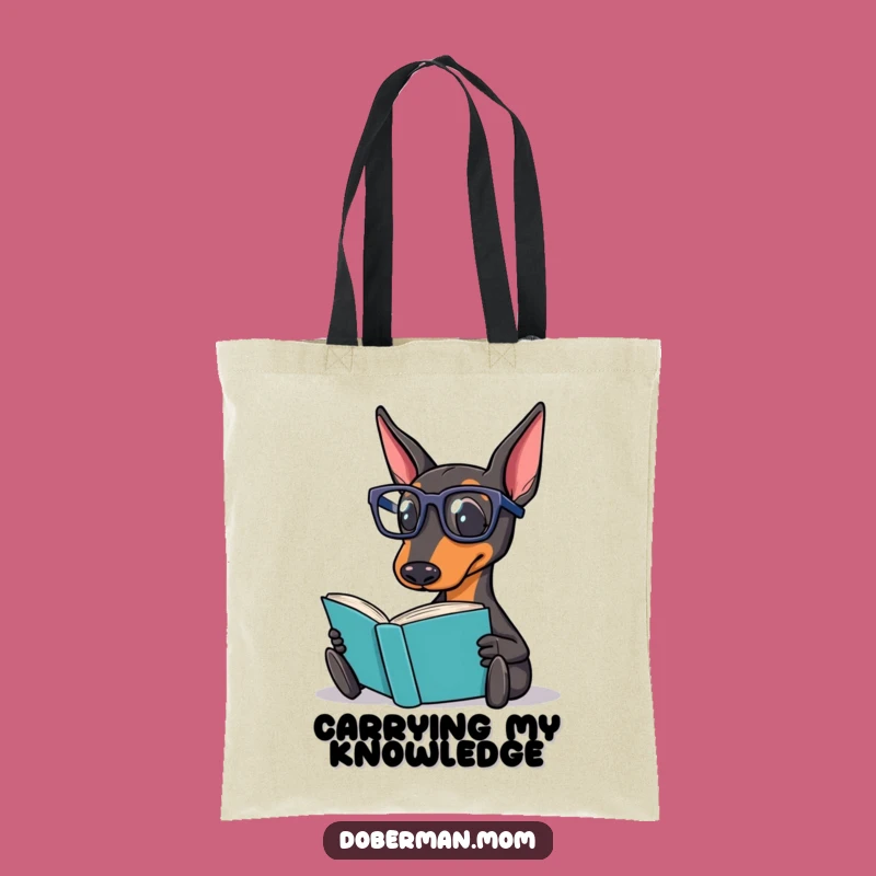 Funny Doberman Reading Tote Bag: Carry Your Books in Style - A Perfect Funny Gift!