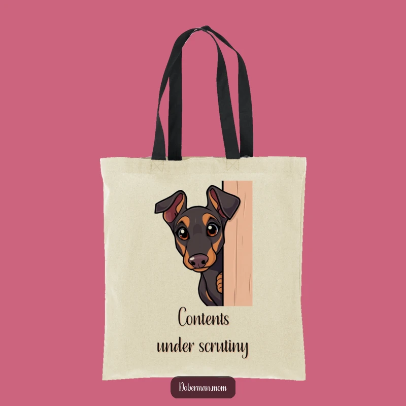 Funny Doberman Peek Tote Bag: Curious Dog - Humorous & Intriguing Accessory
