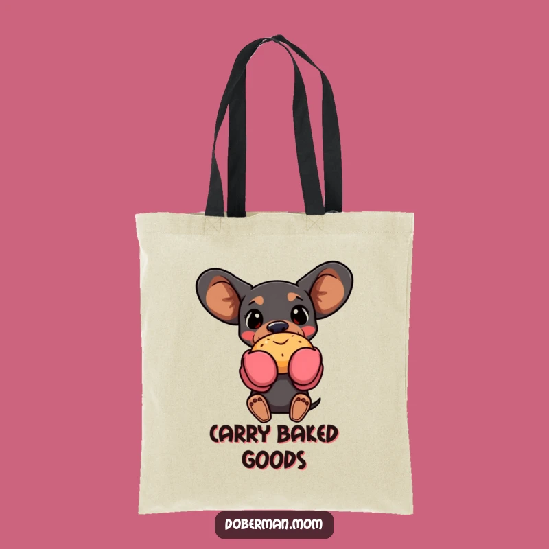 Funny Doberman Baking Tote Bag - Hilarious Oven Mitt Pastry Carryall Gift