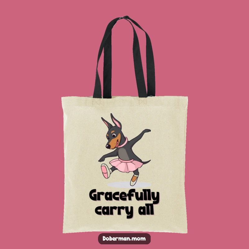 Funny Ballet Doberman Tote Bag - Humorous Slippers Dance Carryall Gift